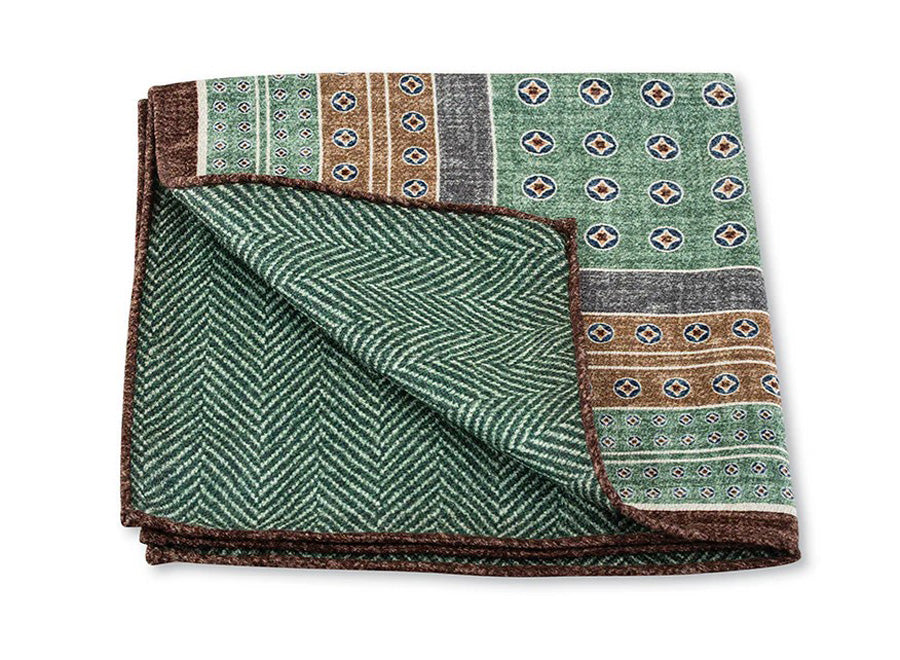 Herringbone Pocket Square - Green