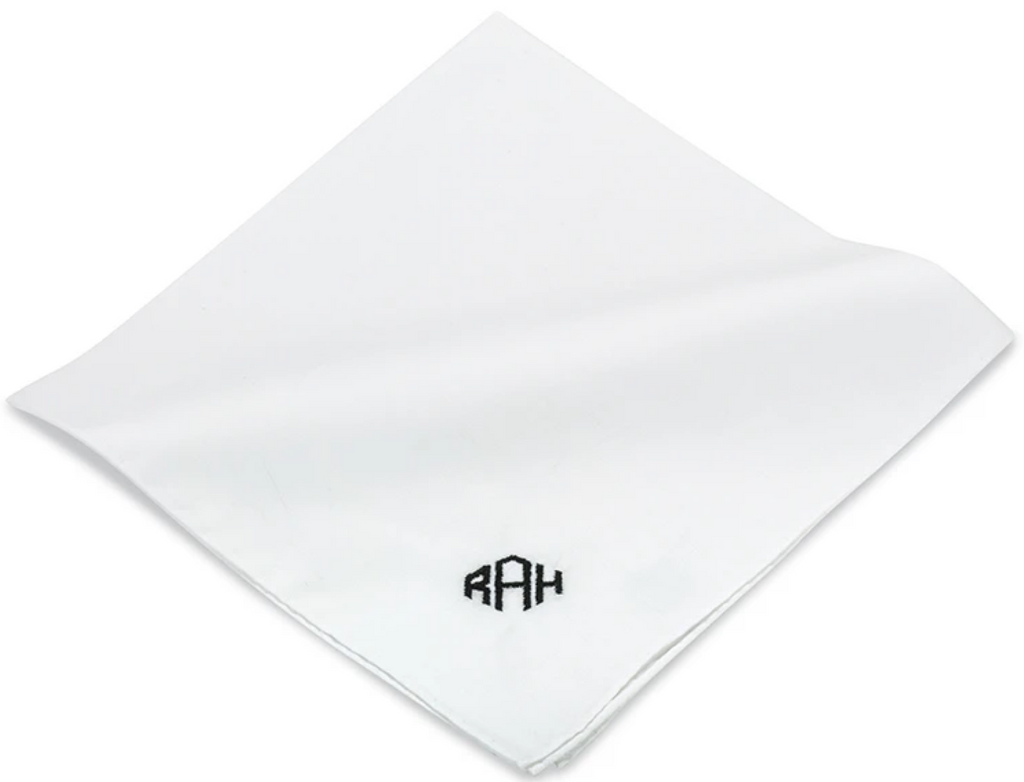 Monogrammed Pocket Square - White