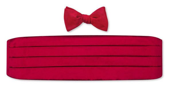 Red Satin Cummerbund + Bow Tie