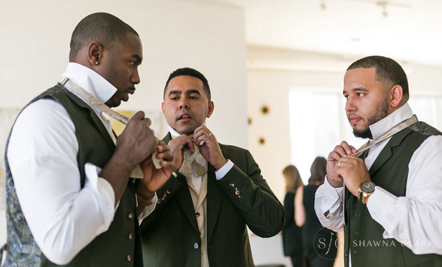 Three Men knot self tie bow ties for a wedding