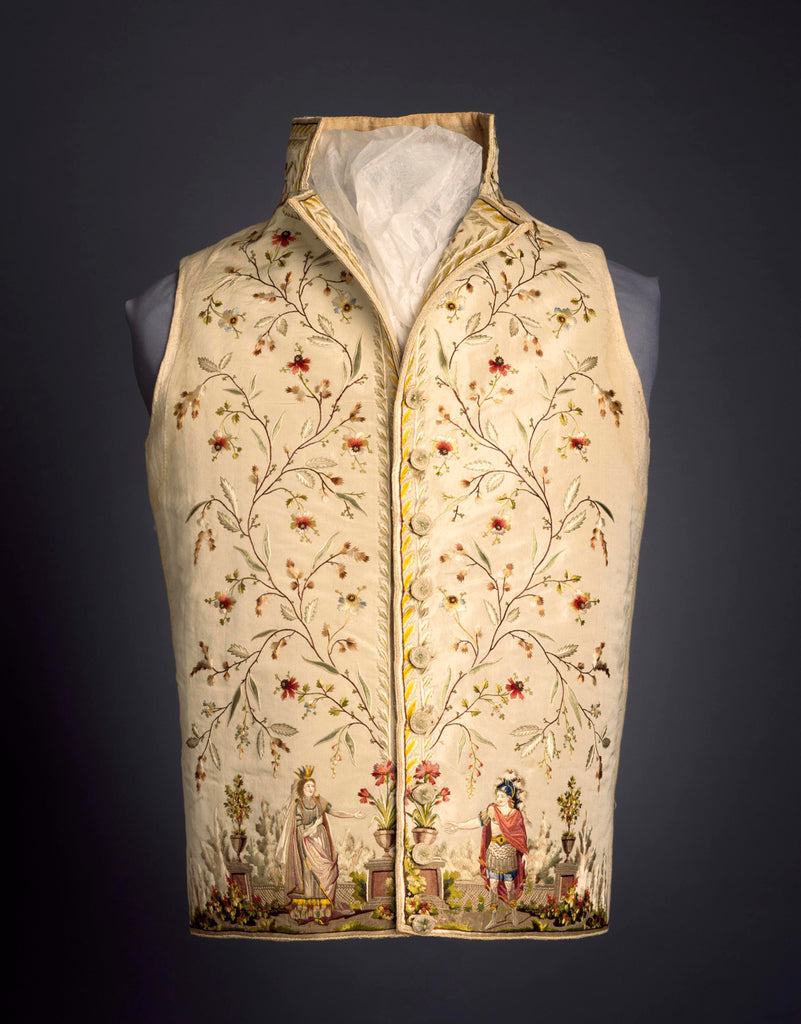 Silk waistcoat, embroidered, France, 1785