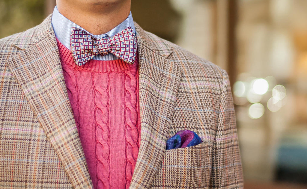 Sweater vest style with bow tie and pocket square