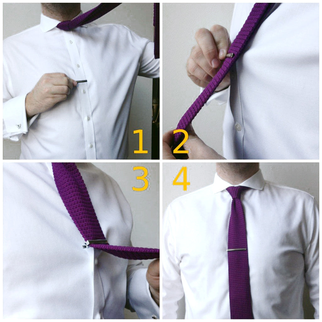 Men's Fashion Solid Colors Silk Tie Clip Wedding Party Formal