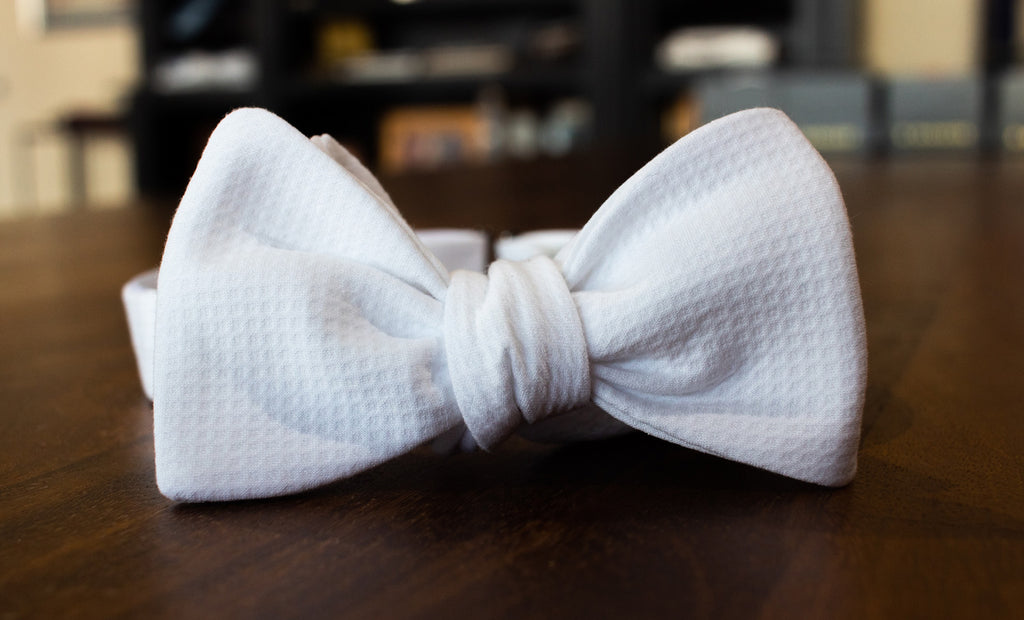 White Cotton Pique Bow Tie for White Tie Dress Code