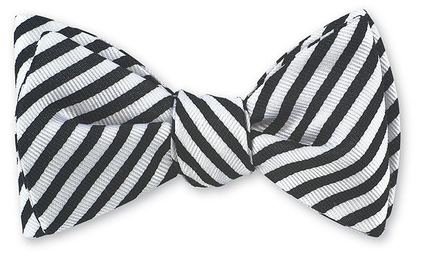 Black/ White Sherman Striped Bow Tie for Boys