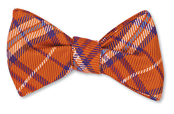 Orange Plaid Bow Tie