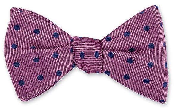 Navy Pink Vero Polka Dots Bow Tie B3053