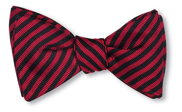 Red Stripe Pure Silk Bow Tie