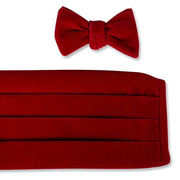 Red Velvet Cummerbund Set