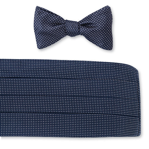 Navy Runnymede Pin Dots Cummerbund Set - CB4948