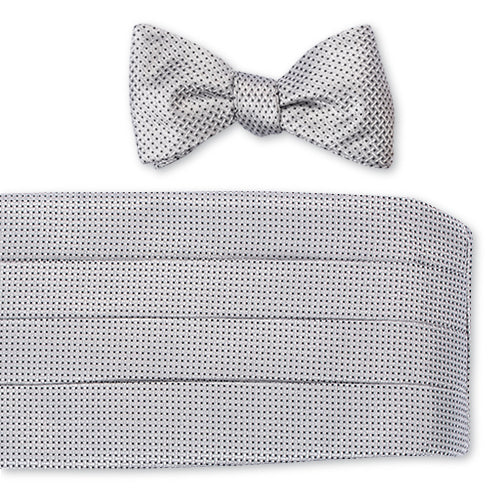 Silver Runnymede Pin Dots Cummerbund Set - CB4951