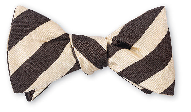 Brown/Cream Bar Stripes Bow Tie - B4956