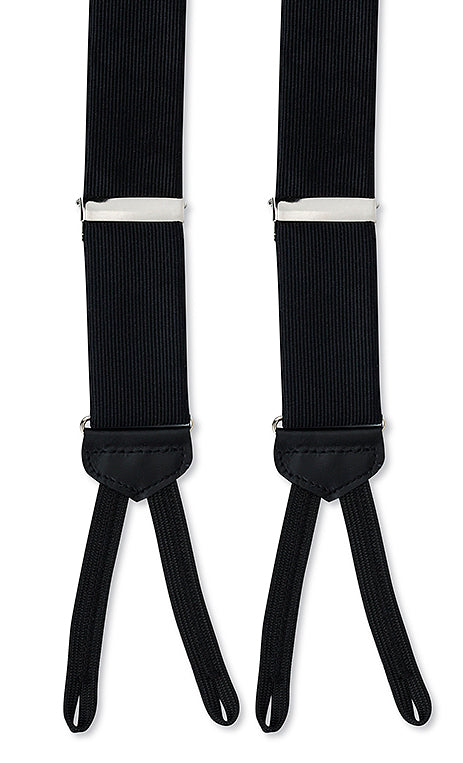 Black and White Striped Silk Suspenders