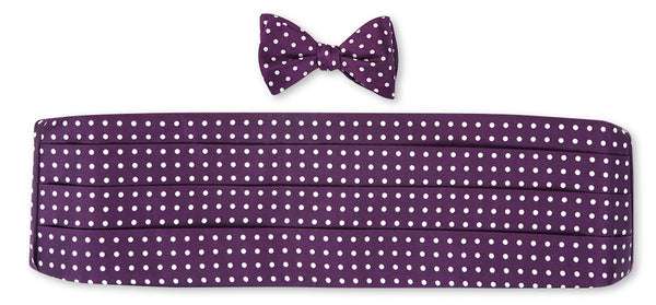 Purple/ White Windsor Dots Cummerbund Set for Prom