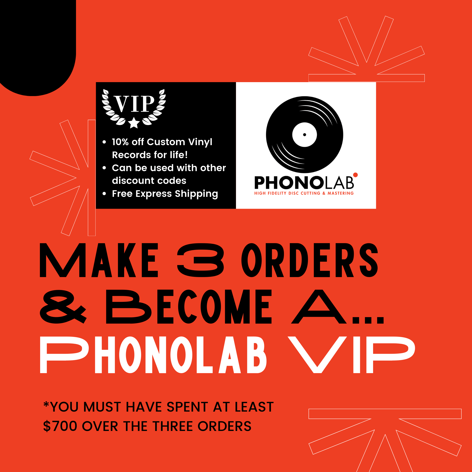 phonolab vip - make three orders and spend over $700 to join