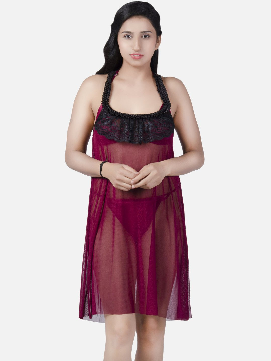 Buy BELLEVINO Nightwear/Night Dress Nighty/Frill Type Nighty For Women/ Nighty In Pink Color Online at Best Prices in India - JioMart.