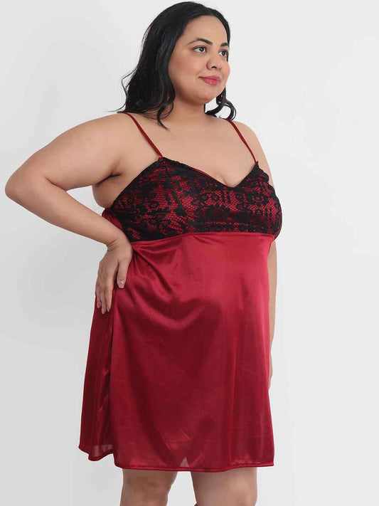 Plus Size Hot Two Piece Maroon Babydoll Night Dress for Women 301Mg at Rs  949.00  Night Dress Set For Ladies, Pure Cotton Nighty, लेडीज़ नाइट ड्रेस,  महिलाओ की रात के कपड़े 