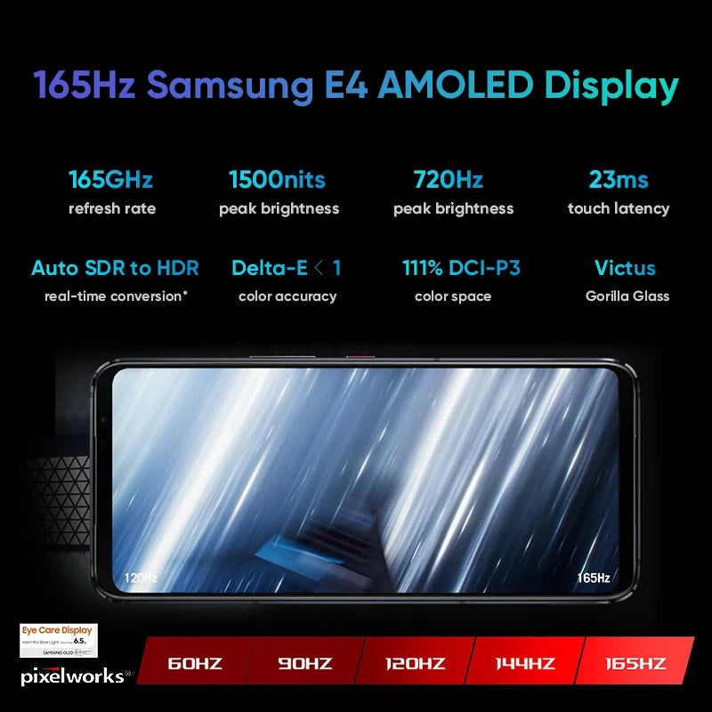 ASUS-ROG Jogos de Carregamento Rápido Pro Phone 7, Snapdragon 8 Gen 2, 6.78 ", 165Hz AMOLED, 6000mAh, 65W, ROG 7, 7 Pro, Novo, 2023-3