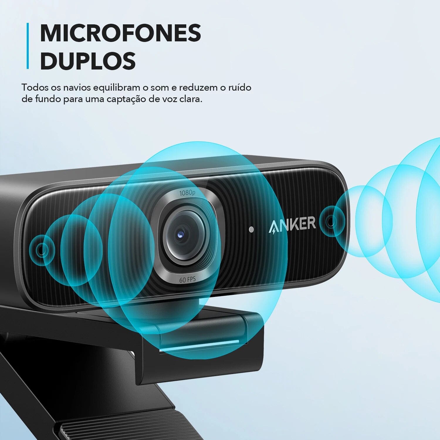 Anker PowerConf C300 Smart Full HD Webcam, Framing e foco automático, mini câmera Webcam 1080p com Microfones com Cancelamento de Ruído A3361-2