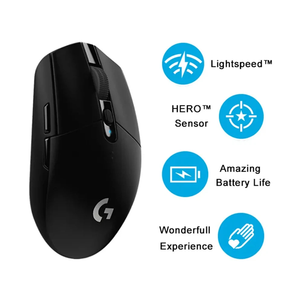 Logitech-g304/g305 kda mouse para jogos sem fio, 12000dpi, sensor hero, rgb, usb, botão mecânico, para computador-2