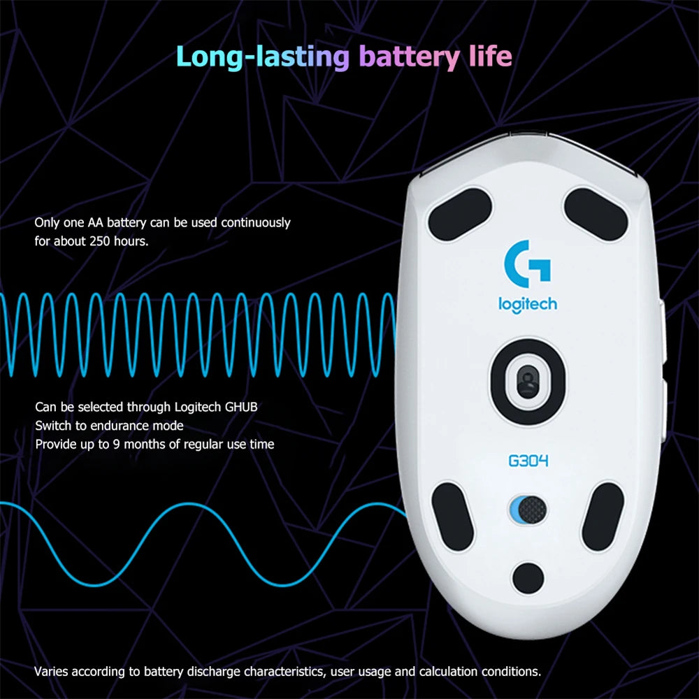 Logitech-g304/g305 kda mouse para jogos sem fio, 12000dpi, sensor hero, rgb, usb, botão mecânico, para computador-4