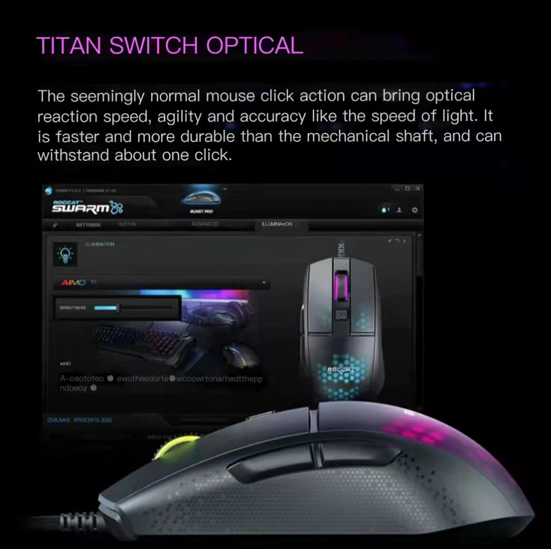 ROCCAT-Mouse Óptico Pro Gaming Leve, Burst Pro-Extreme, Optical Pro, Alta Precisão, Sensor Olho Coruja, RGB, 100 a 16.000 dpi-3