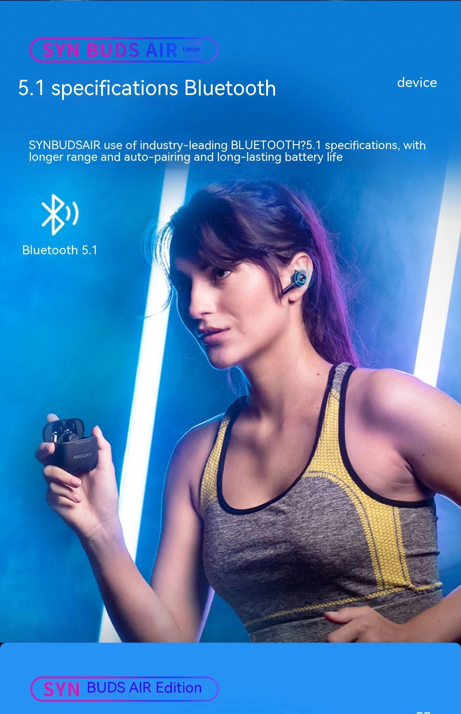 Roccan Syn Buds Fone De Ouvido Sem Fio Bluetooth Hi-Res Híbrido Anc Baixa Latência Gaming Headset Ergonômico À Prova D Água Gaming Headphones-3