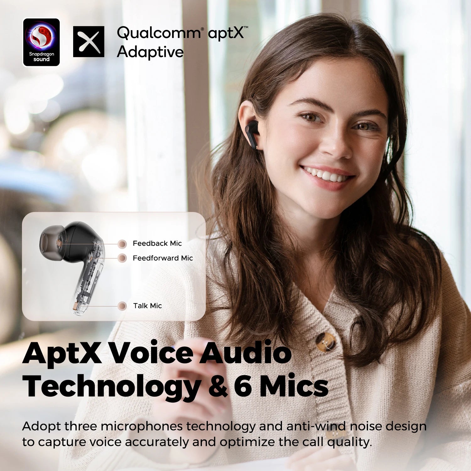 SoundPEATS-Fones de ouvido sem fio com som sem perda e voz AptX, conexão multiponto, detecção intra-auricular, Bluetooth 5.3, Air4 Pro-3