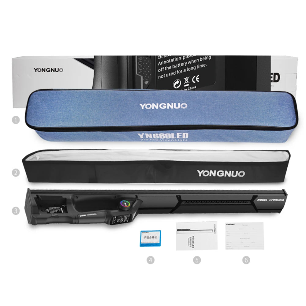 Yongnuo-YN660 RGB Full Color Video Light, Handheld Ice Stick, Controle APP, Foto Portátil Fill Shooting, LED 2000K-9900K, YN660LED-6