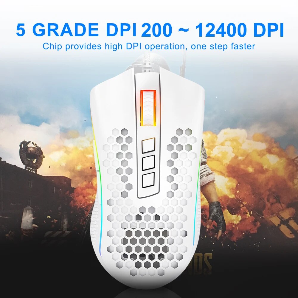 Redragon Tempestade 9 M808 RGB Backlight USB Gaming Mouse Com Fio 12400 DPI Botões Programáveis Óptica Gamer Ratos Para Computador PC-2