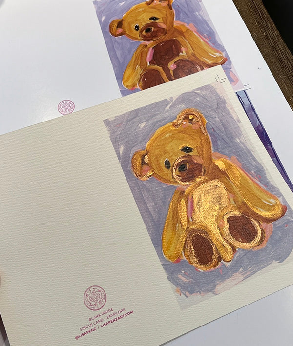 teddy bear greeting cards on matte and watercolour paper gold embellished