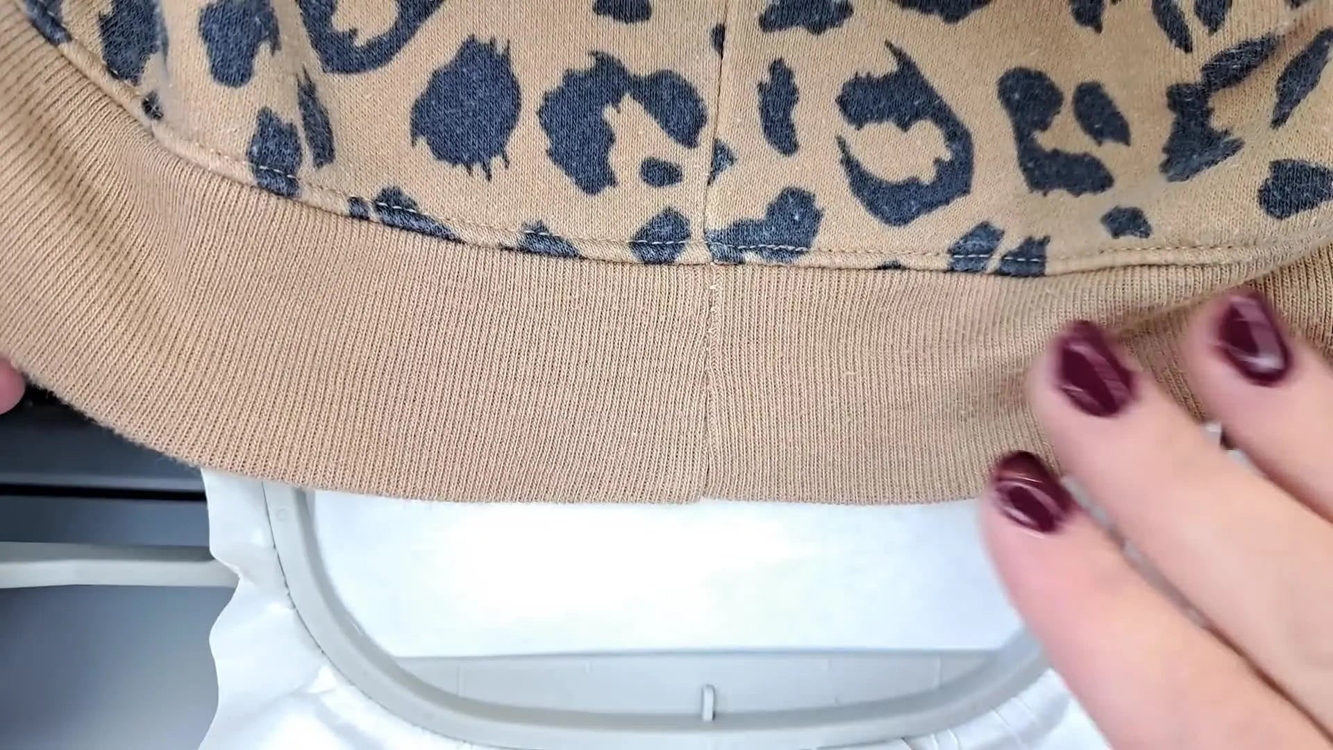 Garment side seam aligned over placement line.