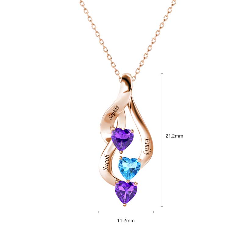 mothers necklace with 3 birthstones