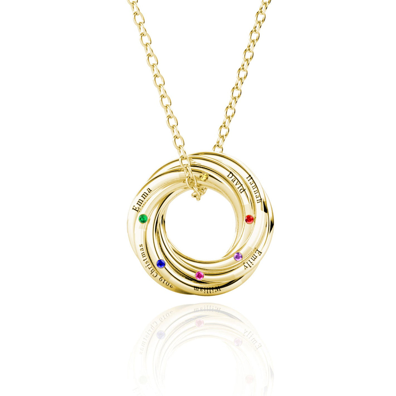 Russian 6 Ring Necklace with Birthstone