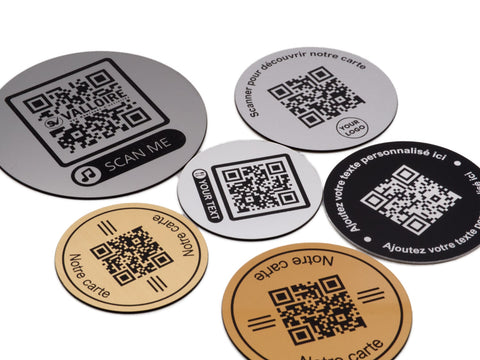 QR code plaque for engraved round contactless menu