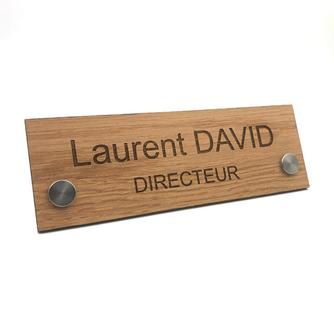 Engraved wooden name tag