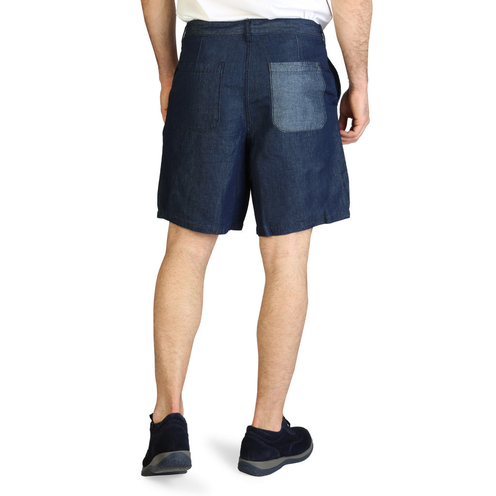 Armani Exchange - Blue Cotton Linen Blend Shorts for Men | Trip Attires –  