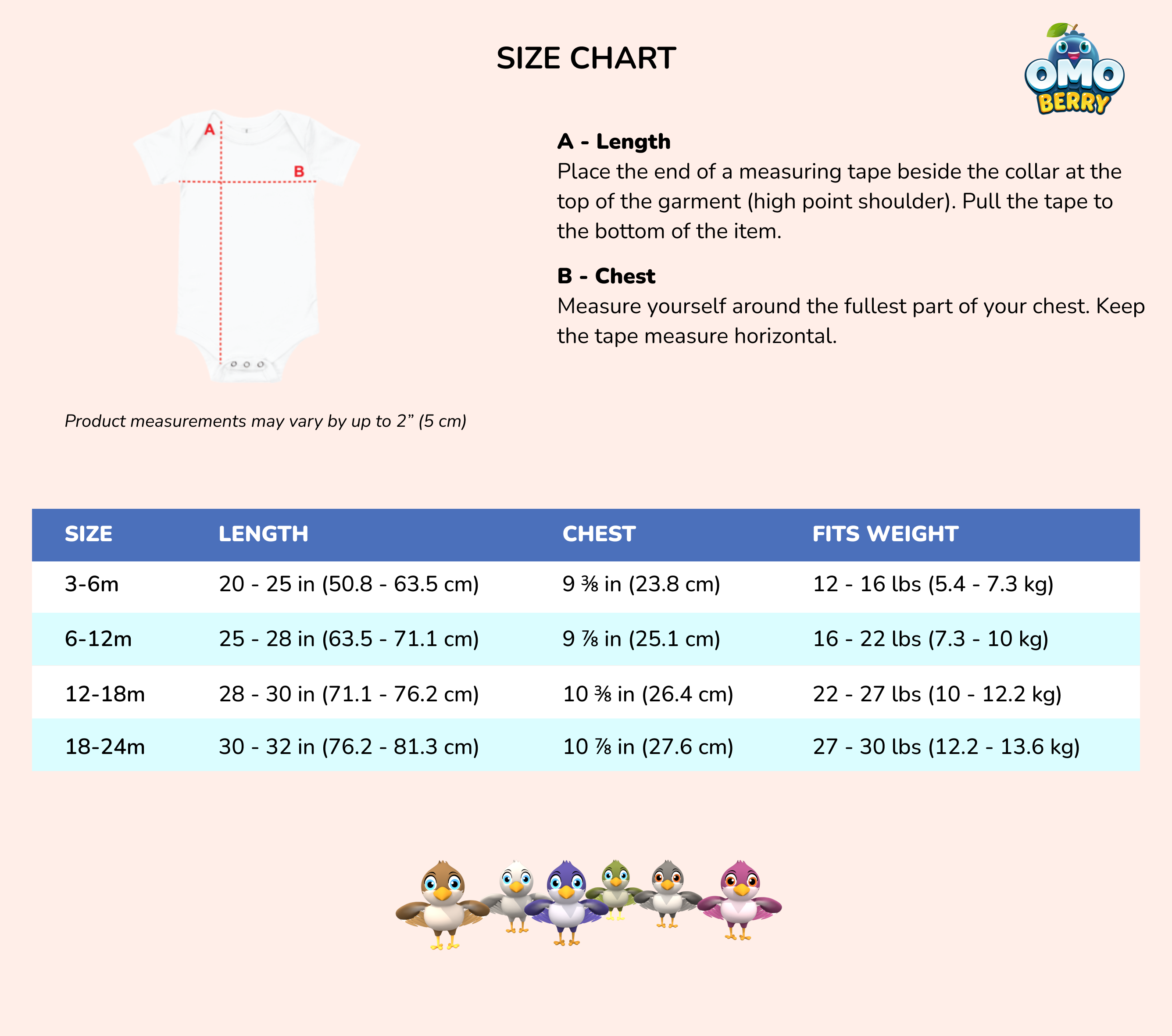 Size Chart - Baby Onesie