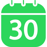 Green calendar icon displaying the number 30.