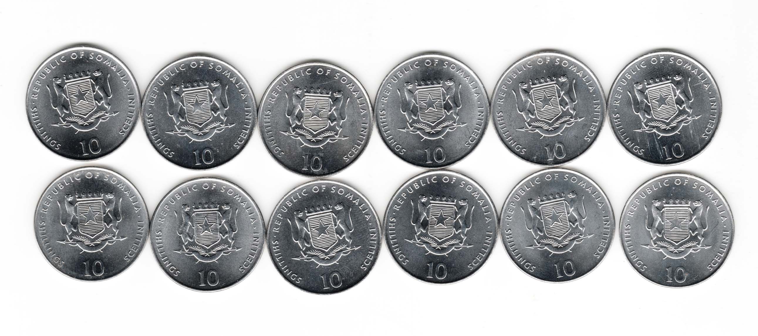 Somalia 10 shillings Variety Of 12 Coins