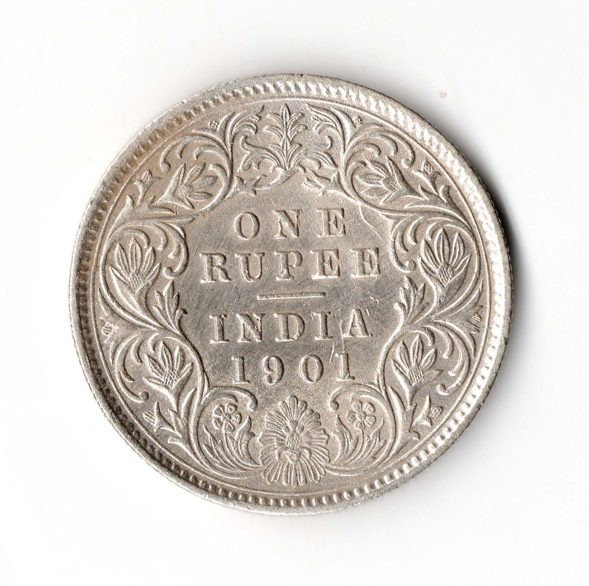 India 1 Rupee Queen Victoria 1901 Silver coin