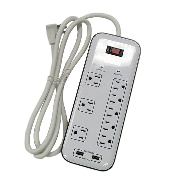 6 Outlet Surge Protector - 400J, 1.5ft Cord - White