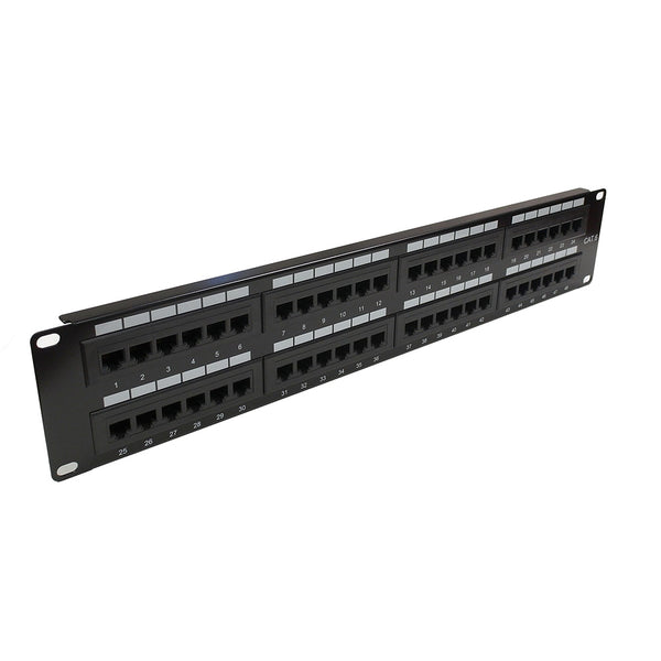 iwillink Patch Panel 48 Ports, Cat6 / Rj45 Patch Panel, 2u Network Patch  Panel Utp 19-Inch, Black. Rack or Wall Mount Compatible with Cat6, Cat5e