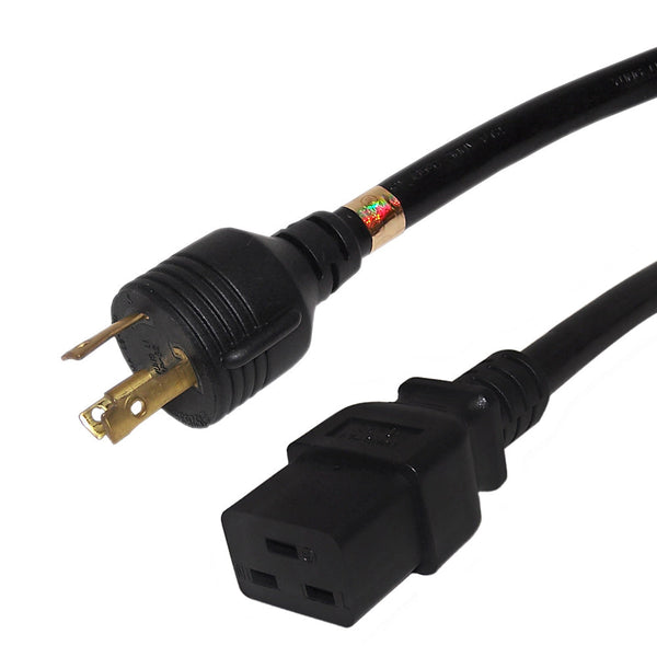 NEMA L6-20P to IEC C19 Power Cable - 12AWG (20A 250V) - SJT Jacket