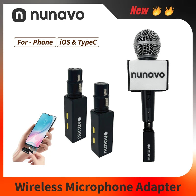 NUNAVO Wireless microphone XLR converter mobile phone pc dynamic microphone condenser microphone interview desktop live streaming mic