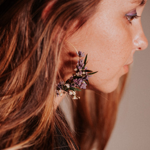 preserved lavender flower earrings