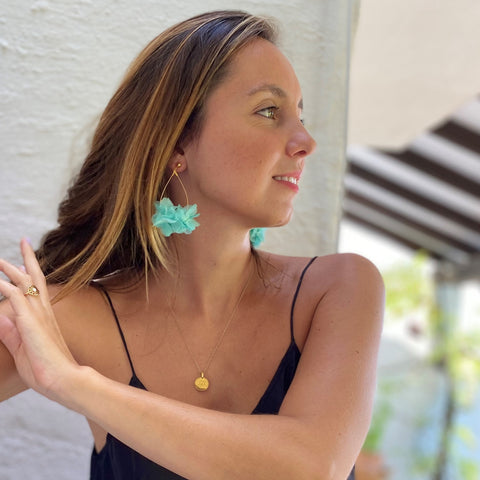 turquoise preserved flower earrings