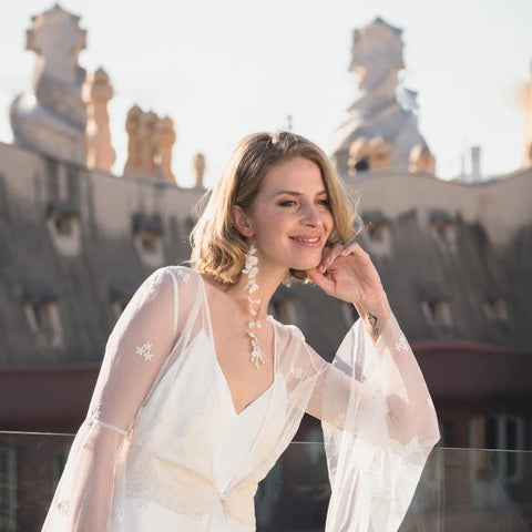 Boucle d'oreille de mariée magique avec fleurs stabilisées Collection Loa Bijoux