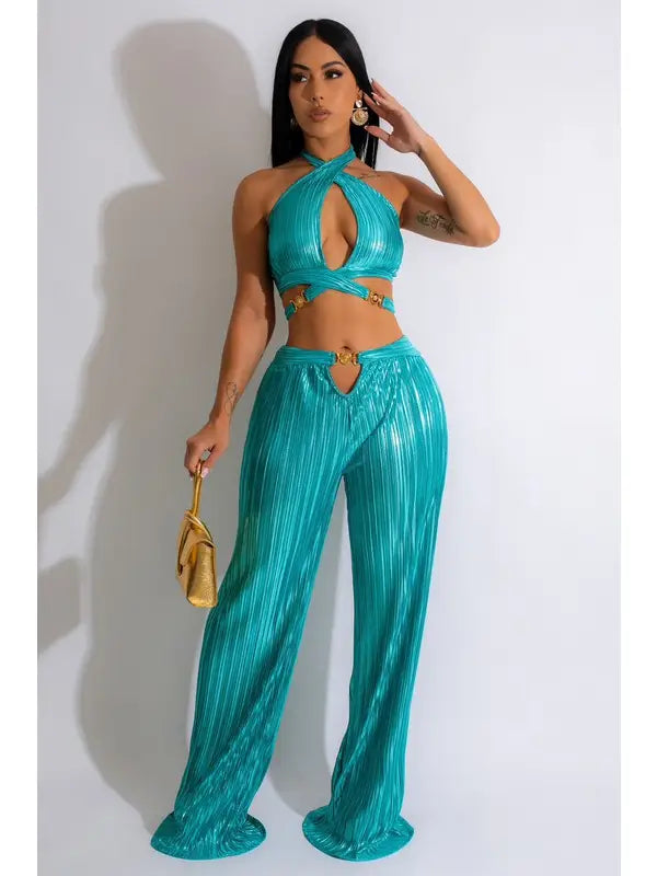 Adjustable Crop Top and Pants Set