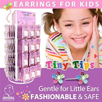 picture of young girl surrounded by tiny tips earrings